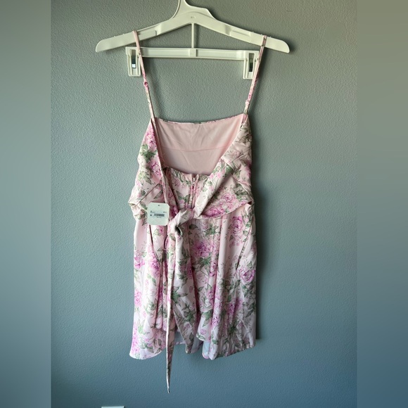 Altar’d State pink floral Kaylee tie back mini dress Women’s sz L NWT - Picture 4 of 7